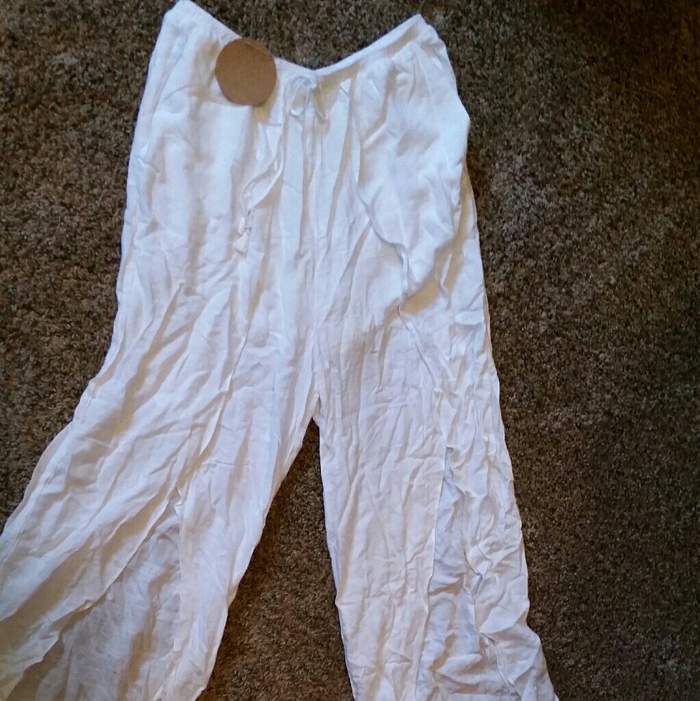 SEASWEPT White Wide Leg Flowy Pants
